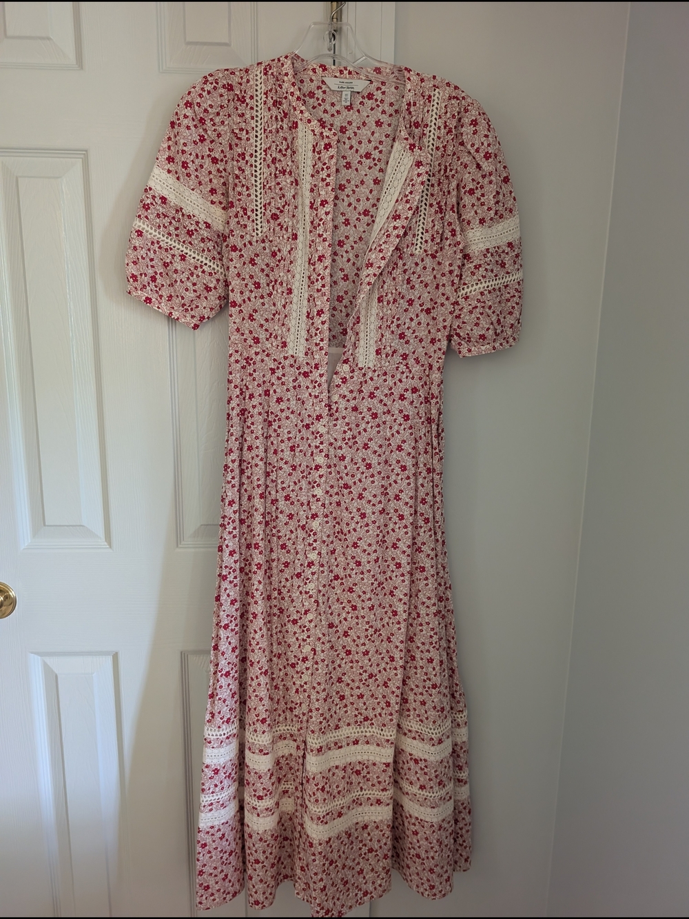 & Other Stories Pink Floral Lace-Trim Maxi Dress